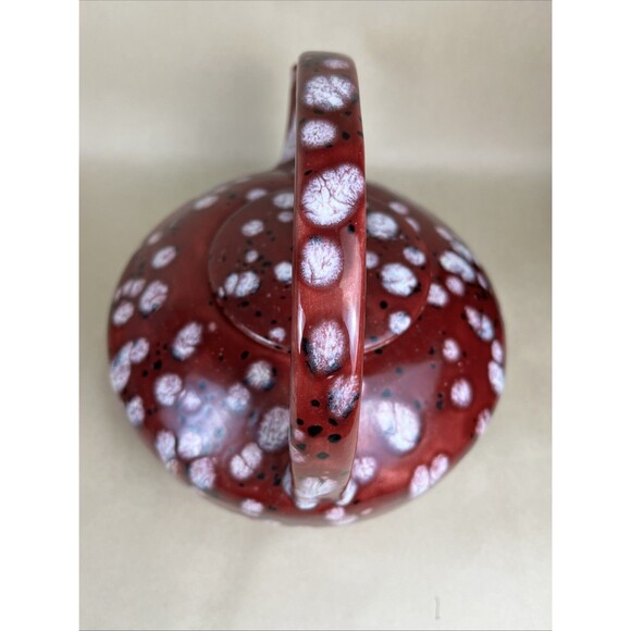 Handcrafted Studio Art Pottery Teapot‎ Red Glaze White & Black Speckles Ceramic - Picture 7 of 9